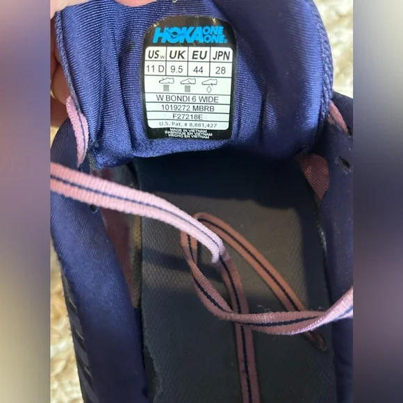 HOKA one one Women’s healthcare W Bondi 6 Wide purple blue walking shoes size 11 - Picture 5 of 5